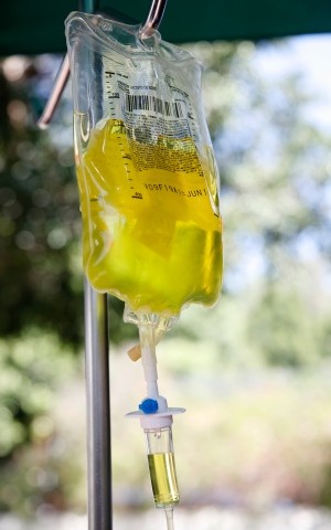 Vitamin C hanging from a IV bag